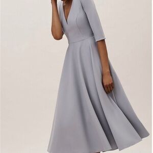 BHLDN Soft Gray Midi Dress